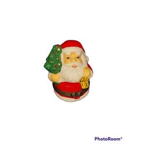 Santa Trinket Box Porcelain Hinged